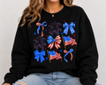 4th of July Fireworks, Flags & Bows Women's Graphic Sweatshirt