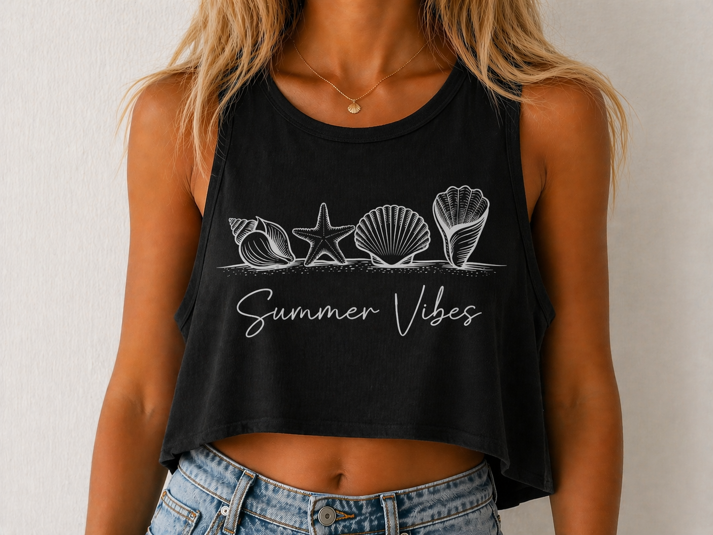 Summer Vibes Women's Graphic Loose Cropped Tank Top