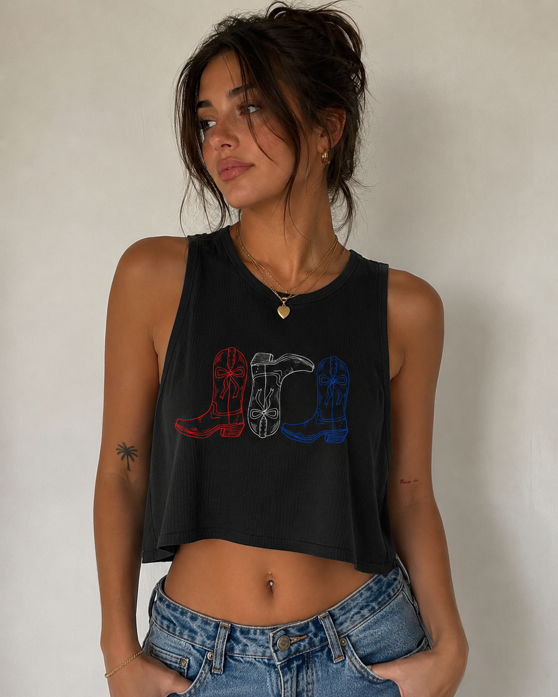 Red White & Blue Boots Women's Graphic Tank top