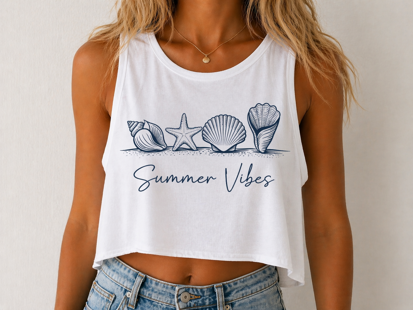 Summer Vibes Women's Graphic Loose Cropped Tank Top