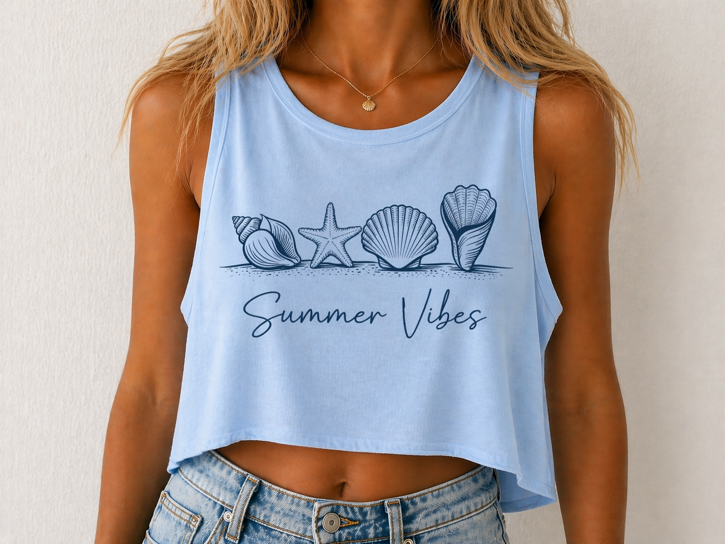 Summer Vibes Women's Graphic Loose Cropped Tank Top
