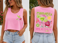 Margarita Weather Women's Graphic Loose Cropped tank top- Pink, Blue & White