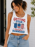 Getting Star Spangled Hammered Women's Graphic Cropped Loose Tank Top